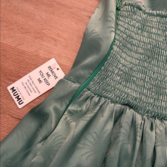 Show Me Your MUMU Piper Skort Dress | Green Palm Luxe Satin Small NWT NEW - Picture 9 of 10